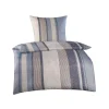 Bettwäsche 2-teilig 135 x 200 Microfaser Streifen Blau