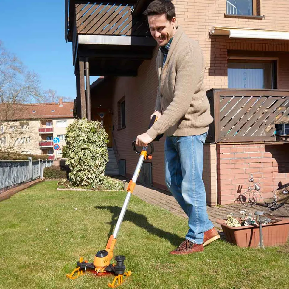 Gleitet übers Gras: Dieser Rasentrimmer schiebt sich leicht!
