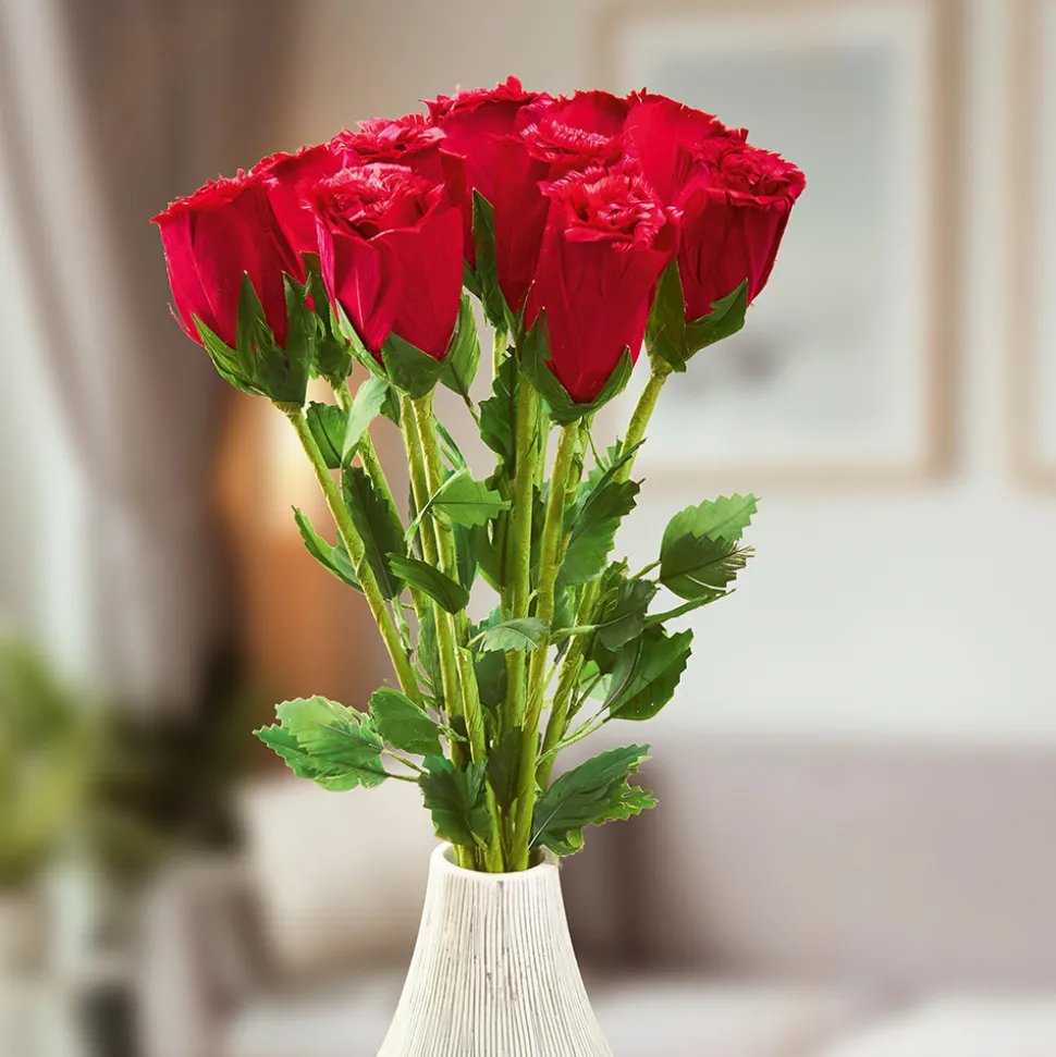 Handgefertigte Rosen aus echten Gänsefedern – noch schöner als echte Rosen